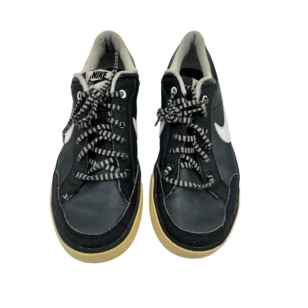Nike Kids Youth Lace Up Sneakers Size 7Y Black White Logo Casual Leather Travel
